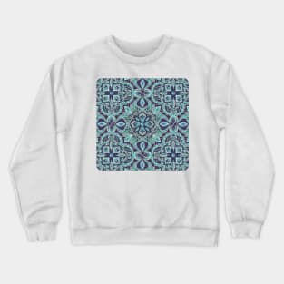 Chalkboard Floral Pattern in Teal & Navy Crewneck Sweatshirt